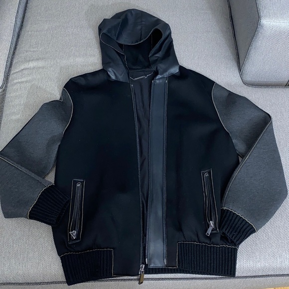 Elie Tahari Mixed Media Bomber Jacket - Picture 2 of 4